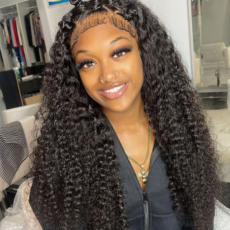 Deep Wave HD Lace Closure Wigs 5x5 Lace Front Human Hair Wigs 180 Density 